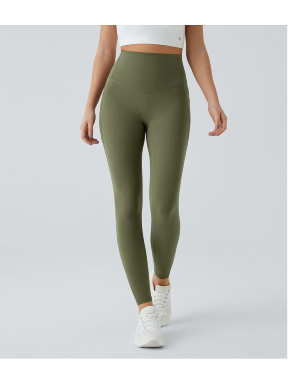 Halara UltraSculpt™ High Waisted Tummy Control 7/8 Leggings Olive Green Small